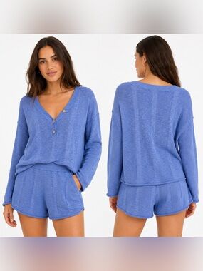 Free People Beach Venice Sweater Set Blue